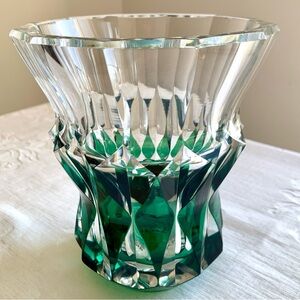Vintage Val St Lambert Emerald To Clear Vase